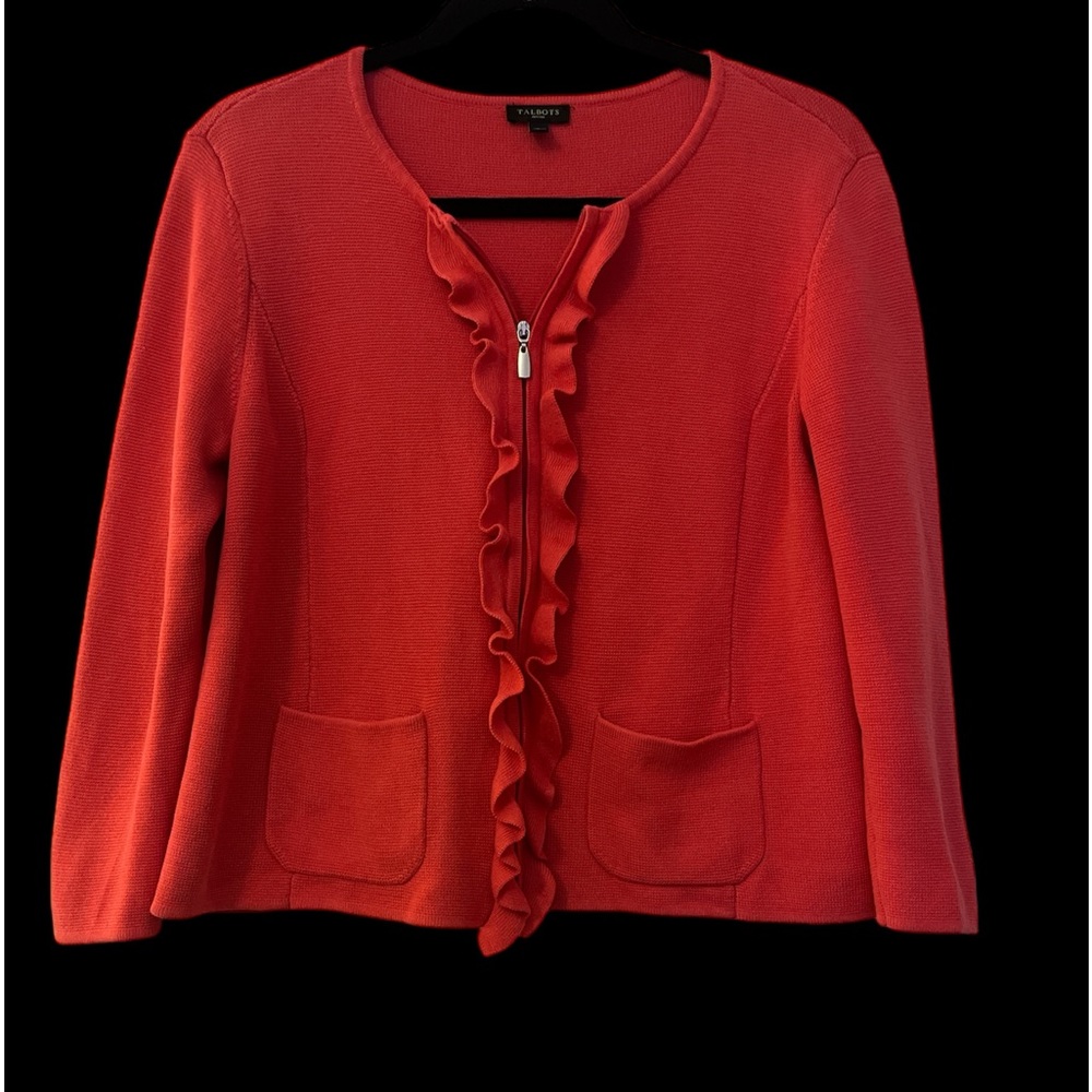 Talbots sweater jacket size small petite.  Cotton rayon blend .